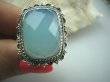 bpee2844 FENOMENALNY Elegancki Pierścień szlifowany Chalcedon (tarczyca) CZAKRA GARDŁA r.21 Srebro 925 #  - 2