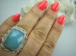 bpee2844 FENOMENALNY Elegancki Pierścień szlifowany Chalcedon (tarczyca) CZAKRA GARDŁA r.21 Srebro 925 #  - 6