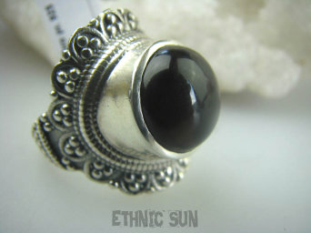 bpe5772 Śliczny Pierścień KWARC DYMNY  brązowy KAMIEŃ ANTYSTRESOWY I USPOKAJAJĄCY r.17/ r.18 Srebro 925 #