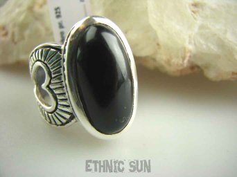 bpe4130 MIŁOSNA KOLEKCJA ZAKOCHANE SERCE !!! Wspaniały Pierścień ONYKS - regeneruje SERCE, EGZEMY, PAMIĘĆ kreatywność r.15 Srebro 925 #