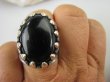 bpe6257 DRAPIEŻNY PAZUR !!!! CUDO Duży PIERŚCIEŃ z podwójną szeroką obrączką czarny Onyks r.21/ r.22 Srebro 925 # - 7