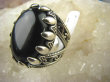 bpe6257 DRAPIEŻNY PAZUR !!!! CUDO Duży PIERŚCIEŃ z podwójną szeroką obrączką czarny Onyks r.21/ r.22 Srebro 925 # - 9
