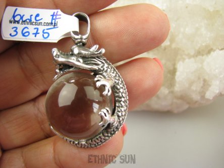 bwe3675 Zjawiskowo piękne Smoczysko z DUŻYM kryształem górskim 19/20 gramów Podwójna ochrona SMOK = strażnik pilnujący KRYSZTAŁU (odpromiennika) Mocny AMULET na POMYŚLNOŚĆ I SIŁĘ dla Mężczyzn i kobiet SMOK Wisior Kryształ Górski SREBRO 925 #