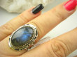 bpe8764 Śliczny Pierścień Pierścionek LABRADORYT Spektrolit - kamień Zorzy Polarnej r.16 SREBRO 925 # - 4