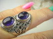 bpe8907 Egzotyczny Pierścień z AMETYSTAMI AMETYST - kamień mądrości (ochrona, spokój umysłu, rozwój duchowy) r.15.5 Srebro 925 # - 3