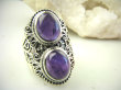 bpe8907 Egzotyczny Pierścień z AMETYSTAMI AMETYST - kamień mądrości (ochrona, spokój umysłu, rozwój duchowy) r.15.5 Srebro 925 # - 7