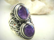 bpe8907 Egzotyczny Pierścień z AMETYSTAMI AMETYST - kamień mądrości (ochrona, spokój umysłu, rozwój duchowy) r.15.5 Srebro 925 # - 8