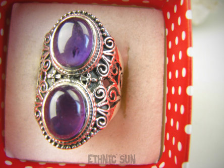 bpe8907 Egzotyczny Pierścień z AMETYSTAMI AMETYST - kamień mądrości (ochrona, spokój umysłu, rozwój duchowy) r.15.5 Srebro 925 #