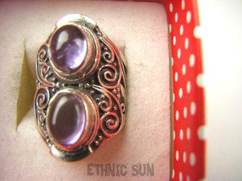 bpe8993 Egzotyczny Pierścień Pierścionek Fioletowy AMETYST - kamień mądrości (ochrona, spokój umysłu, rozwój duchowy)  MAŁY ROZMIAR r.10/ r.11 Srebro 925 #