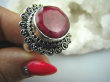 bpee3024 Orientalna Miłość Rubin - kamień miłości !!! DUŻY Pierścień Rubin Indyjski Rubiny r.20/ r.21 Srebro 925 # - 2
