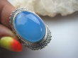 bpe4818 Chabrowo Błękitny CHALCEDON (TARCZYCA) Pierścień r.16 Srebro 925 czakra gardła # - 7