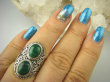 bpe6572 Biżuteria Egzotyczna !!! Pierścień MALACHIT - pobudza kreatywność r.15/ r.6 szeroka obrączka Srebro 925 # - 2
