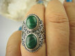 bpe6572 Biżuteria Egzotyczna !!! Pierścień MALACHIT - pobudza kreatywność r.15/ r.6 szeroka obrączka Srebro 925 # - 3