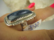 bpe6419 ALE SIE MIENI  Długi Pierścień Iskrzący KAMIEŃ BURZY Czarny Niebieski Pietersyt z Namibii - RZADKOŚĆ r.19/ r.20 Srebro 925 # - 6