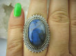 bpe6070 Czarodziejsko Piękny Orientalny Pierścień Szary, Granatowy Labradoryt Spektrolit - kamień Zorzy Polarnej r.16/ r.17 Srebro 925 # - 4