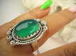 bpe7916 PIĘKNY OKAZ !!!  Wyjatkowy  Pierścień Zielony ONYKS regeneruje SERCE, EGZEMY, PAMIĘĆ r.21 Srebro 925 # - 5