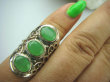bpee3293 LŚNIĄCA HRABINA !!! Długi Pierścień Zielony Jadeit JADEIT - oczyszcza krew z toksyn r.10/r.11 Mały Rozmiar SREBRO 925 # - 2