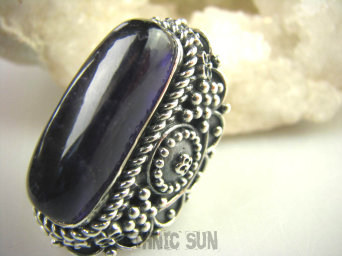 bpe6633 CUDO UNIKAT RARYTAS NASZ PROJEKT  !!! Duży Masywny 31 G !!! PIERŚCIEŃ FIOLETOWY AMETYST r.19 Srebro 925 #