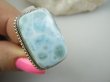 bpe9588 Egzotyczny Prostokąt 15g !!!  Pierścień Pierścionek Rzadki Larimar ( kamień Anielski ) - stawy, serce lęki, otwiera czakrę gardła r.16 Srebro 925 # - 9