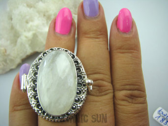 bpe5002 SEKRETNIK Otwierany Duży 25 g Pierścień na DUŻE Zdjęcia lub Marzenia Kamień Księżycowy r.13 Mały Rozmiar Srebro 925 #