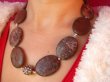 an1402 CZEKOLADOWA KOMPOZYCJA - DUŻY Egzotyczny Naszyjnik JASPIS - Piękne OKAZY Srebro - 4