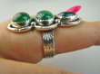 bpe5942 Orientalna Piękność Długi 3.7 cm cudownie zdobiony Pierścień Pierścionek Zielony Onyks r.15 Srebro 925 # - 5