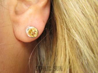 bkee983 Klasyczne piękne delikatne Kolczyki na Sztyft naturalny Cytryn - kamień antycukrzycowy Cytryny Lśniące Srebro 925