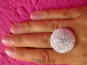 bpee847 BŁYSZCZĄCA ARABELLA !!!! Lśniący DUŻY Pierścień CYRKONIA Cyrkonie r.10 Srebro 925