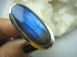 bpe5453 Klasyczny Długi 4 cm granatowy z żółtą plamką Pierścień Labradoryt Spektrolit r.15 Lśniące Srebro 925 # - 8
