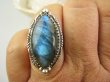 bpe9095 Piękny Orientalny Pierścień Labradoryt Spektrolit - kamień Zorzy Polarnej r.21/ r.22 egzotyczne Srebro 925 # - 2