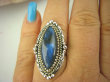 bpe8471 Czarodziejsko Piękny Orientalny Pierścień Niebieski, Granatowy Labradoryt Spektrolit - kamień Zorzy Polarnej r.17 Srebro 925 # - 5