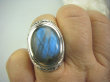 bpe4360 WSPANIAŁY Duży Niezwykły OKAZ  Pierścień niebieski LABRADORYT Spektrolit - kamień Zorzy Polarnej r.17 SREBRO 925 # - 10