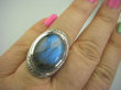 bpe4360 WSPANIAŁY Duży Niezwykły OKAZ  Pierścień niebieski LABRADORYT Spektrolit - kamień Zorzy Polarnej r.17 SREBRO 925 # - 5