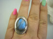 bpe4360 WSPANIAŁY Duży Niezwykły OKAZ  Pierścień niebieski LABRADORYT Spektrolit - kamień Zorzy Polarnej r.17 SREBRO 925 # - 8