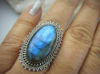bpe5958 Czarodziejsko Piękny Aksamitny Czarodziej Orientalny Pierścień Niebieski Labradoryt Spektrolit - kamień Zorzy Polarnej r.17/ r.18 Srebro 925 # - 3