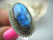 bpe5958 Czarodziejsko Piękny Aksamitny Czarodziej Orientalny Pierścień Niebieski Labradoryt Spektrolit - kamień Zorzy Polarnej r.17/ r.18 Srebro 925 # - 7