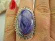 bpe4477 UNIKALNY DROGOCENNY RZADKI CZAROIT - kamień jasnowidzów ! Orientalny Owalny Pierścień z czaroitem r.19 Srebro 925 # - 5