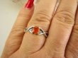 bpee4195 Delikatny śliczny Pierścień Pierścionek OBRĄCZKA naturalny szlifowany czerwony Onyks r.21 Srebro 925 - 6
