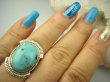 bpe8530 Niezwykły OKAZ Piękny Pierścień Pierścionek naturalny Błękitny TURKUS ARIZONA Turkusy r.17 egzotyczne Srebro 925 # - 2