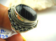 bpe2899 Niezwykły Pierścień AGAT BRAZYLIJSKI czarny z białymi pasmami w orientalnej oprawie r.15 Srebro 925 # - 10