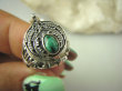 bpe8247 Bogato Zdobiony Piękny Sekretnik UNIKAT !!! Otwierany Pierścień na zdjęcia lub marzenia Zielony Malachit r.16 Srebro 925 # - 8