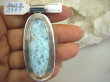 bwe3387 ZJAWISKOWY WISIOR Gigant DŁUGI 6.5 cm !!!! Duży 26 gramów !!! Naturalny rzadki kamień LARIMAR kamień ANIELSKI czakra gardła SREBRO 925 # - 4
