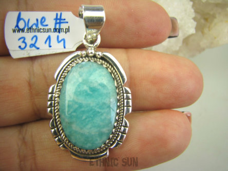 bwe3214 LAZUROWA AMAZONKA !!!! Delikatny Wisior lazurowy AMAZONIT - kamień marzeń i realizacji Srebro 925 #
