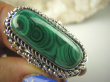 bpe6655 CUDO BAJECZNIE PIEKNY KAMIEŃ  UNIKAT NASZ PROJEKT !!! Duży Masywny 30 G !!! PIERŚCIEŃ ZIELONY MALACHIT r.19 Srebro 925 # - 10
