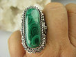 bpe6655 CUDO BAJECZNIE PIEKNY KAMIEŃ  UNIKAT NASZ PROJEKT !!! Duży Masywny 30 G !!! PIERŚCIEŃ ZIELONY MALACHIT r.19 Srebro 925 # - 5