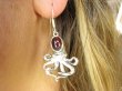 bke1190 Figlarne i przepiękne Ośmiorniczki cudowne kolczyki Ośmiornica - symbolizuje kreatywność, Granaty SREBRO 925 - 9