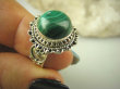 bpe6536 Biżuteria Egzotyczna !!! PIĘKNY PIERŚCIEŃ ZIELONY MALACHIT - pobudza kreatywność r.16 Srebro 925 # - 8