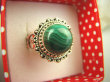 bpe6536 Biżuteria Egzotyczna !!! PIĘKNY PIERŚCIEŃ ZIELONY MALACHIT - pobudza kreatywność r.16 Srebro 925 # - 3