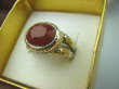 bpee3296 Cudowny Klejnot Pierścień Szlifowany Czerwony Onyks - regeneruje SERCE, EGZEMY, PAMIĘĆ r.19 Srebro 925 # - 11