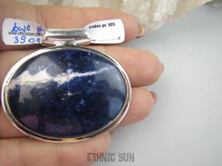 bwe3901 Niezwykły OKAZ Duży 25g ! Wisior Zawieszka Granatowy SODALIT - DOBRA PRZEMIANA MATERII Srebro 925 #